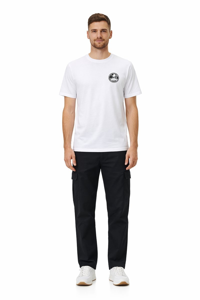 BOSS BIAŁY T SHIRT Z LOGO OKRĄGŁY DEKOLT BAWEŁNA M I4A
