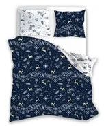 Pościel - POŚCIEL bawełniana Zimowa kraina/Renifery granat - 220x200 - 3 cz. - miniaturka - grafika 1