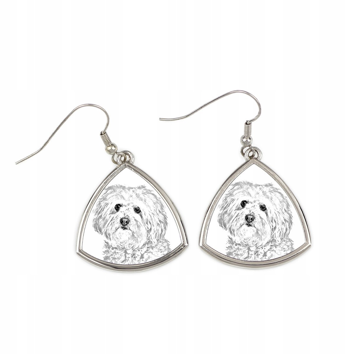 Bolończyk, Bolognese - kolczyki z psem, wiszące kolczyki ze zdjęciem, perso