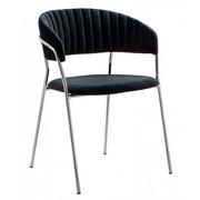 Krzesła - Czarne welurowe krzesło z podłokietnikami Piano 3X - miniaturka - grafika 1