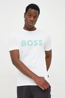 Koszulki męskie - BOSS t-shirt bawełniany BOSS CASUAL 50481923 kolor biały z nadrukiem - Boss - grafika 1
