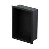 Półki łazienkowe - Półka wnękowa 30 x 20 x 10 cm czarna ze szklaną nakładką na dno - miniaturka - grafika 1