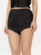 Piżamy damskie - Hunkemöller Szorty piżamowe Satin 205068 Czarny Regular Fit - miniaturka - grafika 1