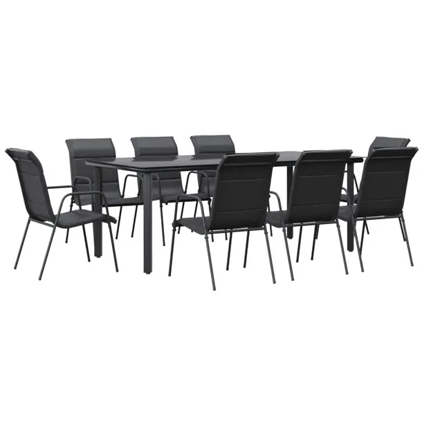 Zestaw mebli ogrodowych, stół 200x100x74 cm, krzesła 51x66x88 cm, czarno