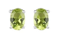 Kolczyki - ankabizuteria.pl Kolczyki srebrne z oliwinem na sztyft - owalne - miniaturka - grafika 1