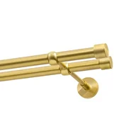 Karnisze - Karnisz KOWALSKI Luna z kółkami podwójny 320 cm Mosiądz Satyna - miniaturka - grafika 1