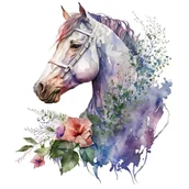 Pasmanteria - Naprasowanka Koń kwiaty rośliny sztuka 27 - miniaturka - grafika 1