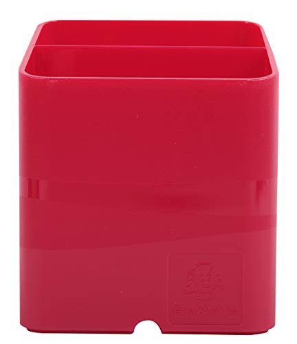 Exacompta 67784D 10 x Pojemnik na długopisy Premium Pen-Cube z 2 przegródkami dla większego porządku na biurku przybornik na długopisy pudełko do przechowywania organizer malinowy
