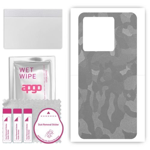 folia naklejka skórka strukturalna na TYŁ do Doogee N55 - Moro Camo Srebrny - apgo SKINS