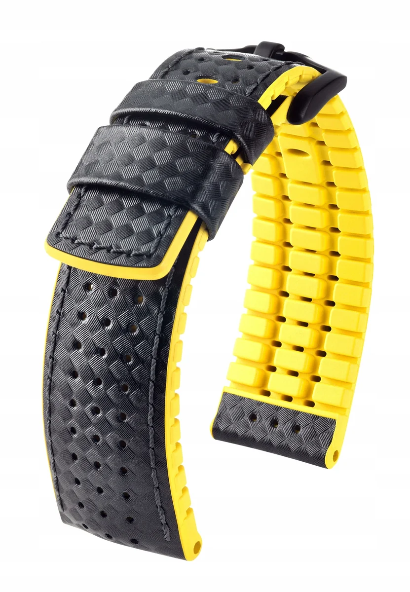 Czarno-żółty pasek skórzany 20 mm hirsch Ayrton