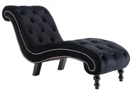 Szezlongi - Pikowany czarny szezlong w stylu ludwikowskim L1-M68 - miniaturka - grafika 1