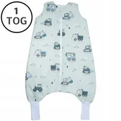 Śpiworki dla dzieci - OCIEPLANY ŚPIWOREK Z NOGAWKAMI 56-68 XS 1 TOG BAWEŁNA 100% PRODUKT POLSKI - miniaturka - grafika 1