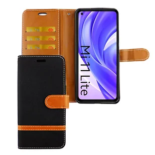 Etui na telefon komórkowy Xiaomi Mi 11 Lite Etui ochronne z klapką i miejscem na kartę, kolor: Jeasn Black - Etui i futerały do telefonów - miniaturka - grafika 1