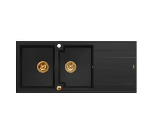 Quadron HQE11650U7_PVDC1_P2O Evan 121 pure carbon - czarny mat/miedziany - granitowy - wpuszczany w blat - ociekacz - Zlewozmywaki - miniaturka - grafika 1
