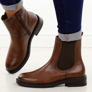 Brązowe botki damskie Sergio Leone Bt25112 - Botki damskie - miniaturka - grafika 1