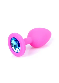 Korki analne - boss of toys Plug-Jawellery Pink Silikon PLUG Small- Light Blue Diamond - grafika 1