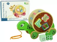 Sortery dla dzieci - Import LEANToys Żółw Do Ciągnięcia Na Kółkach Sorter Klocki Drewniane LT-10165-0 - miniaturka - grafika 1