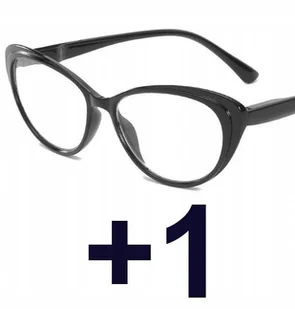 Okulary do czytania kocie damskie czarne +1 - Okulary korekcyjne, oprawki, szkła - miniaturka - grafika 1