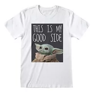 Koszulki męskie - Popgear Męski T-shirt Star Wars The Mandalorian The Child My Good Side biały, biały, L - miniaturka - grafika 1