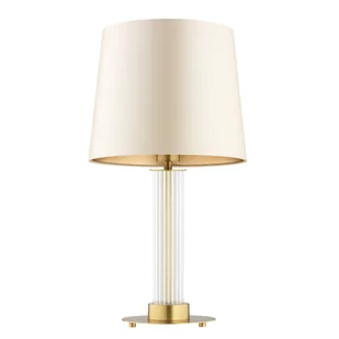 Lampa stołowa HAMPTON E27 - mosiądz szczotkowany/beżowy - Lampy stojące - miniaturka - grafika 1