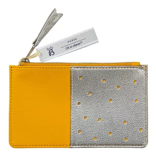 Portfele - Żółty portfel z kieszonką w kolorze srebra Busy B Flight - grafika 1