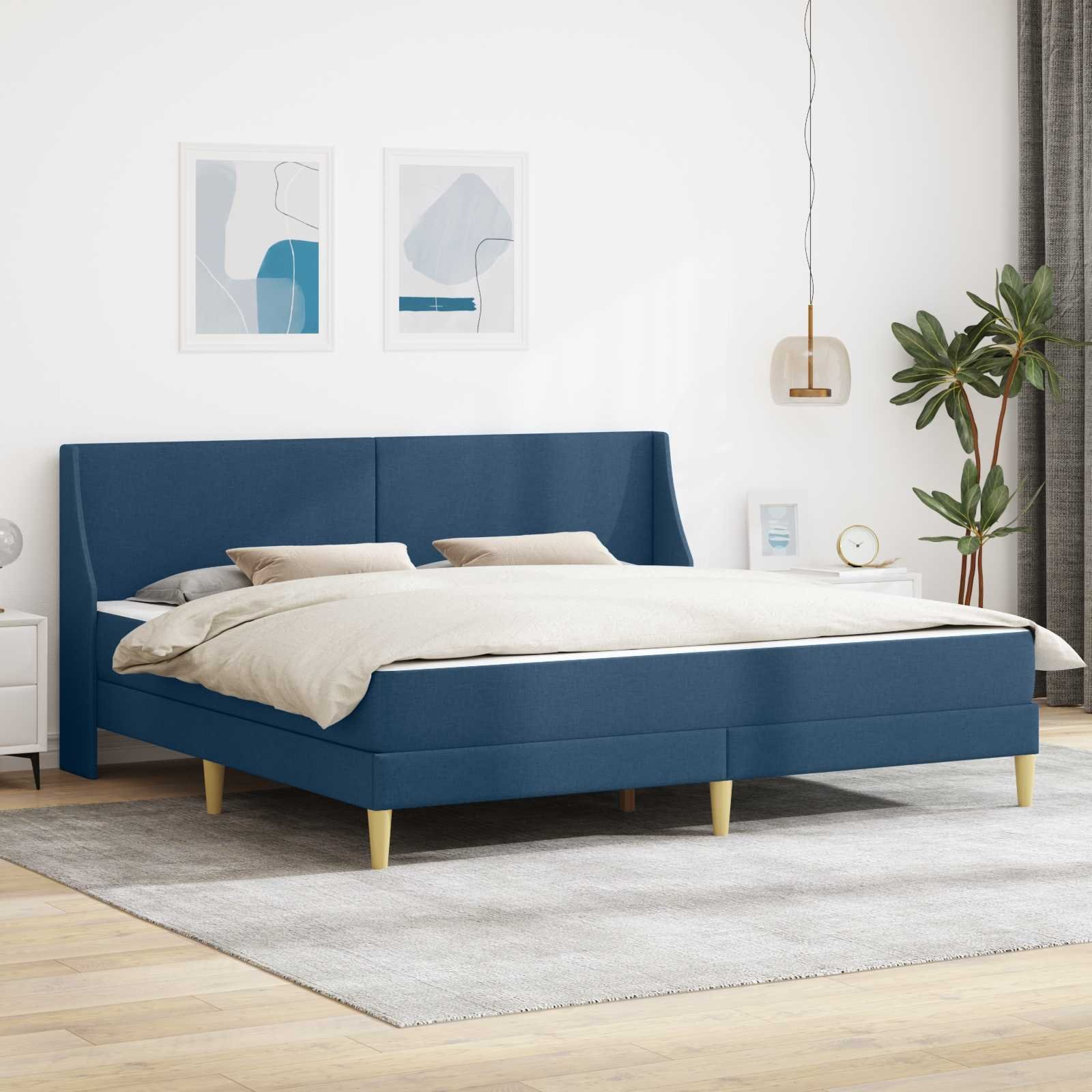 vidaXL vidaXL Rama łóżka z materacem Niebieski 180 x 200 cm Poliester