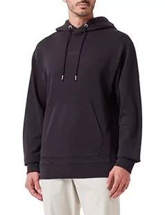 BOSS Męska bluza z kapturem z bawełny frotte z tonalnym logo, czarny (Black1), S - Bluzy męskie - miniaturka - grafika 1