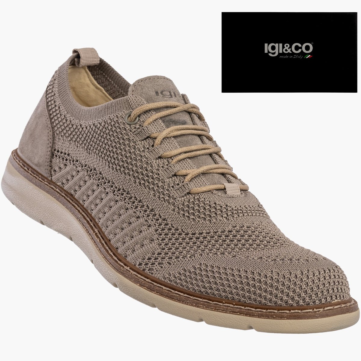Półbuty Męskie Buty Eleganckie Sneakersy Skóra Naturalna Beżowe IGI&CO 1104022 Beżowy 46