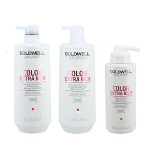 GOLDWELL DUALSENSES COLOR EXTRA RICH Szampon 1000 ml + Odżywka 1000 ml + Kuracja 500 ml - Zestawy kosmetyków damskich - miniaturka - grafika 1