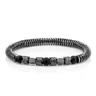 Bransoletka koraliki w kolorze srebrnym EM 14 - EM Men's Accessories - Bransolety męskie - miniaturka - grafika 1