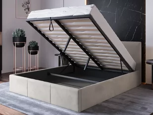 Łóżko tapicerowane z pojemnikiem 160x200 TOP line 7 Velvet Szary - Łóżka - miniaturka - grafika 1