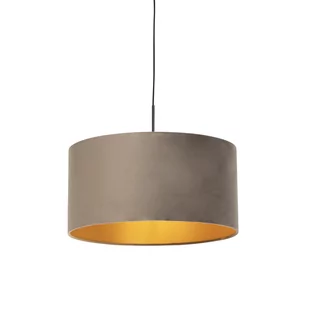 QAZQA Lampa wisząca klosz welurowy brązowoszaro-złoty 50cm - Combi - Lampy sufitowe - miniaturka - grafika 1