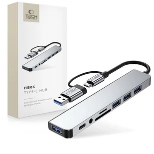 Hub TECH-PROTECT HB06 8w1 USB Typu C, Pasywny Szary - Huby USB - miniaturka - grafika 1
