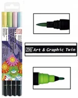 Kredki, ołówki, pastele i pisaki - Pisaki dwustronne brush Twin ZIG KURETAKE 4 kol - miniaturka - grafika 1