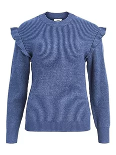 Object Damski sweter OBJMALENA L/S Ruffle NOOS, Bijou Blue/Szczegóły: melanż, M, Bijou Blue/Szczegóły: melanż, M - Swetry damskie - miniaturka - grafika 1