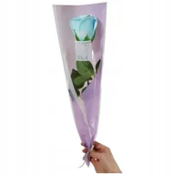 Sztuczne kwiaty - Bukiet róża mydlana pachnąca 43 cm błękitna PREZENT zakończenie roku - miniaturka - grafika 1