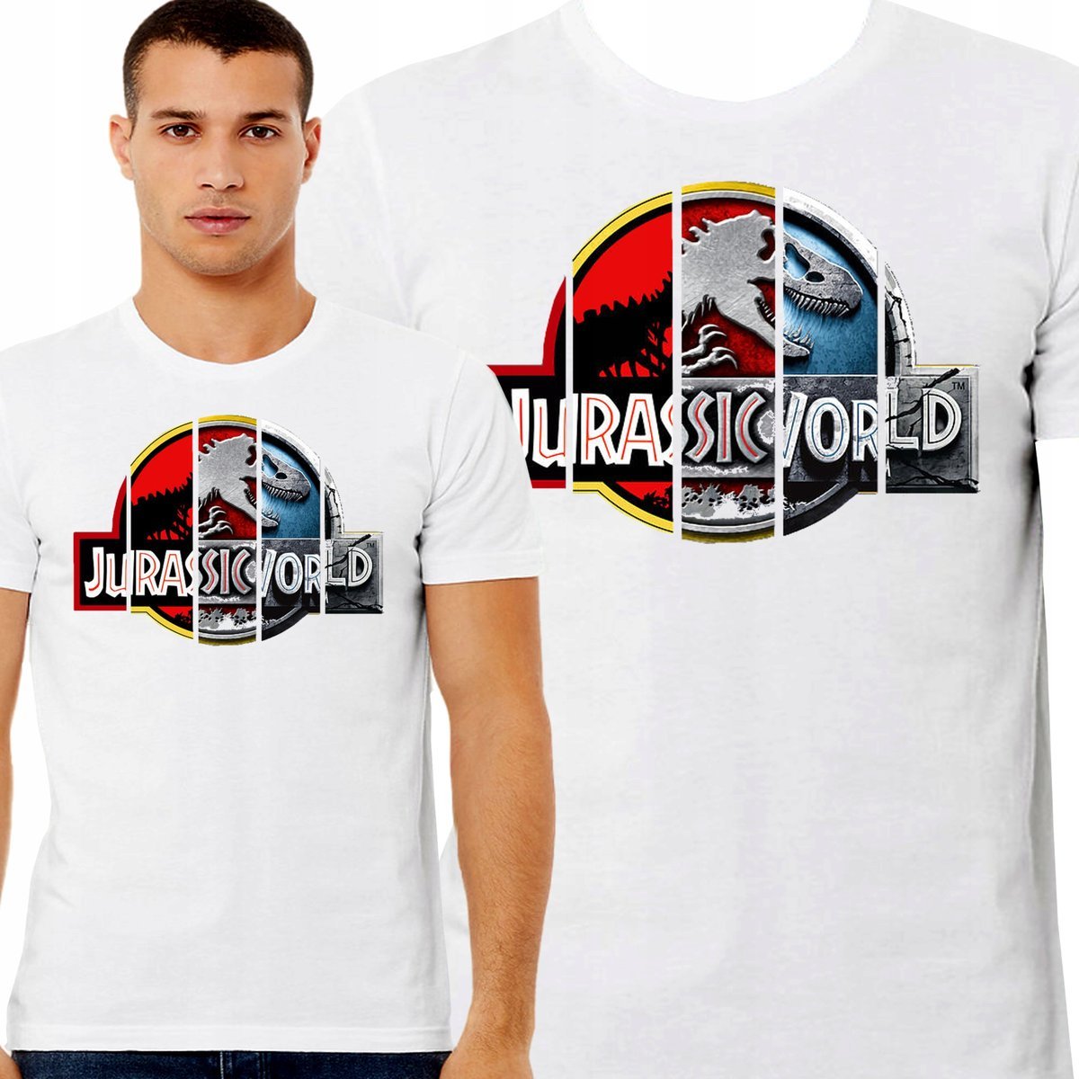 KOSZULKA MĘSKA JURASSIC PARK WORLD DLA FANA FILMU PREZENT DINOZAUR M 3437