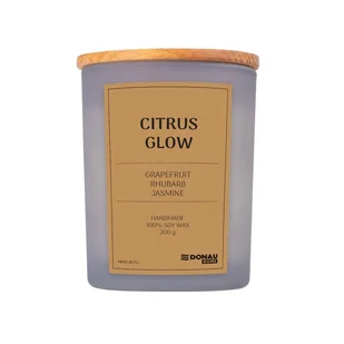 Świeca sojowa DONAU HOME, w szarym szkle, drewniana pokrywa i knot, Citrus Glow, 200g - Świece - miniaturka - grafika 1