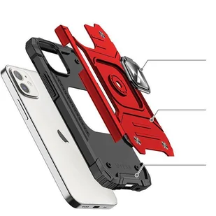 Wozinsky Ring Armor etui iPhone 14 pancerny pokrowiec uchwyt magnetyczny ring czerwone - Etui i futerały do telefonów - miniaturka - grafika 3