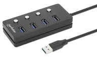 Huby USB - Manhattan 180887 huby i koncentratory USB 3.2 Gen 1 (3.1 Gen 1) Type-A 5000 Mbit/s Czarny - miniaturka - grafika 1