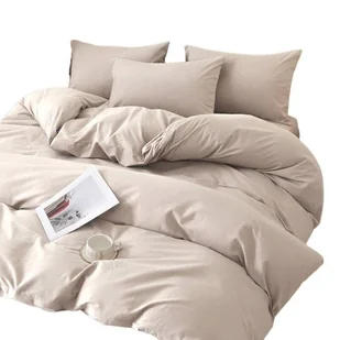 Pościel gładka beżowa -180x200 + prześcieradło z gumką - Pościel - miniaturka - grafika 1