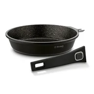 Patelnie - Marmurowa PATELNIA z ODPINANĄ RĄCZKĄ patelnia INDUKCJA 24 cm Svart Marble - miniaturka - grafika 1