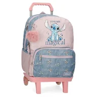 Plecaki - Disney Joumma Bags Stitch You are magical plecaki, plecaki szkolne, plecaki dziecięce, w zestawie dekoracyjny pompon, różne przegródki, Niebieski, Regulowany plecak + wózek - miniaturka - grafika 1