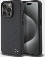Etui i futerały do telefonów - Etui na telefon komórkowy Mercedes-Benz Hardcase (kompatybilne z MagSafe) - Prawdziwa skóra - Odpowiednie dla Apple iPhone 15 Pro - Czarne - miniaturka - grafika 1