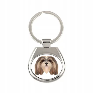 Lhasa Apso geometryczny Brelok Breloczek metal - Breloki - miniaturka - grafika 1