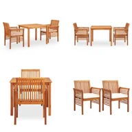 Meble ogrodowe - vidaXL 3-częściowy ogrodowy zestaw jadalniany z poduszkami z litego drewna akacjowego - Grupa jadalniana - Grupy jadalniane - Stół i krzesła do jadalni - Stoły i krzesła do jadalni - miniaturka - grafika 1