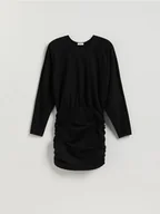 Sukienki - Reserved - Drapowana sukienka z wiskozą - czarny - miniaturka - grafika 1