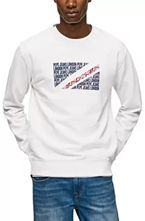 Bluzy męskie - Pepe Jeans Męska bluza Alfie, biała, XS, biały - grafika 1