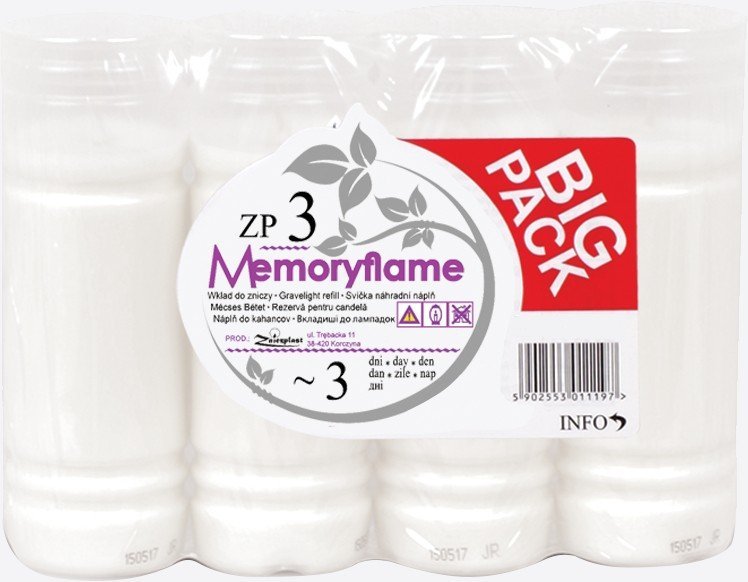 Wkład do znicza parafinowy ZNICZPLAST Memoryflame ZP3 72H 8szt.