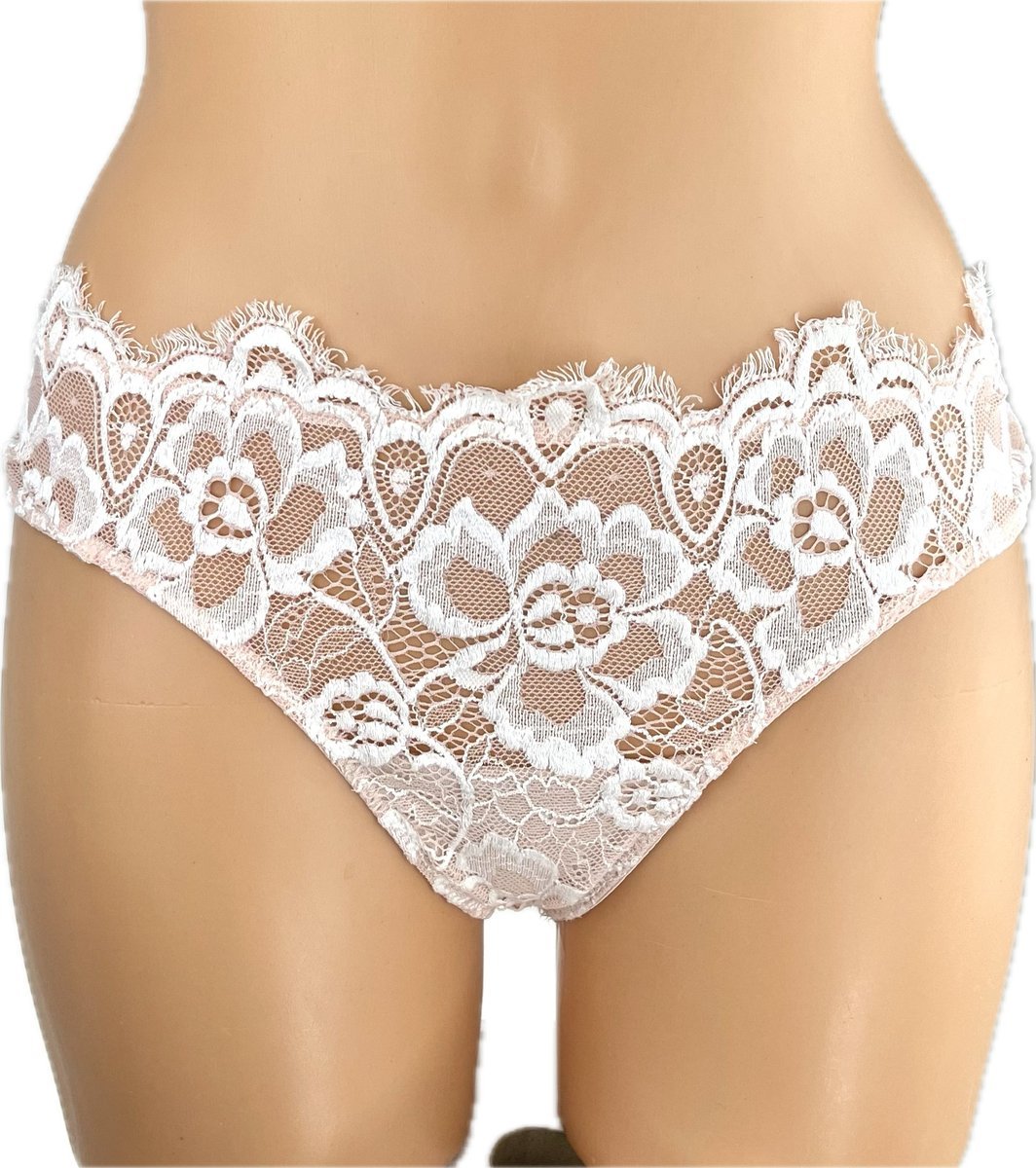 Intimissimi Brazyliany STRINGI koronkowe koronka kwiary różowe S / 36